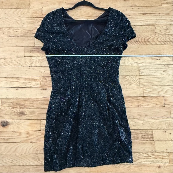 Elegant Black Shimmery Cocktail Dress, Lined - Picture 5 of 8